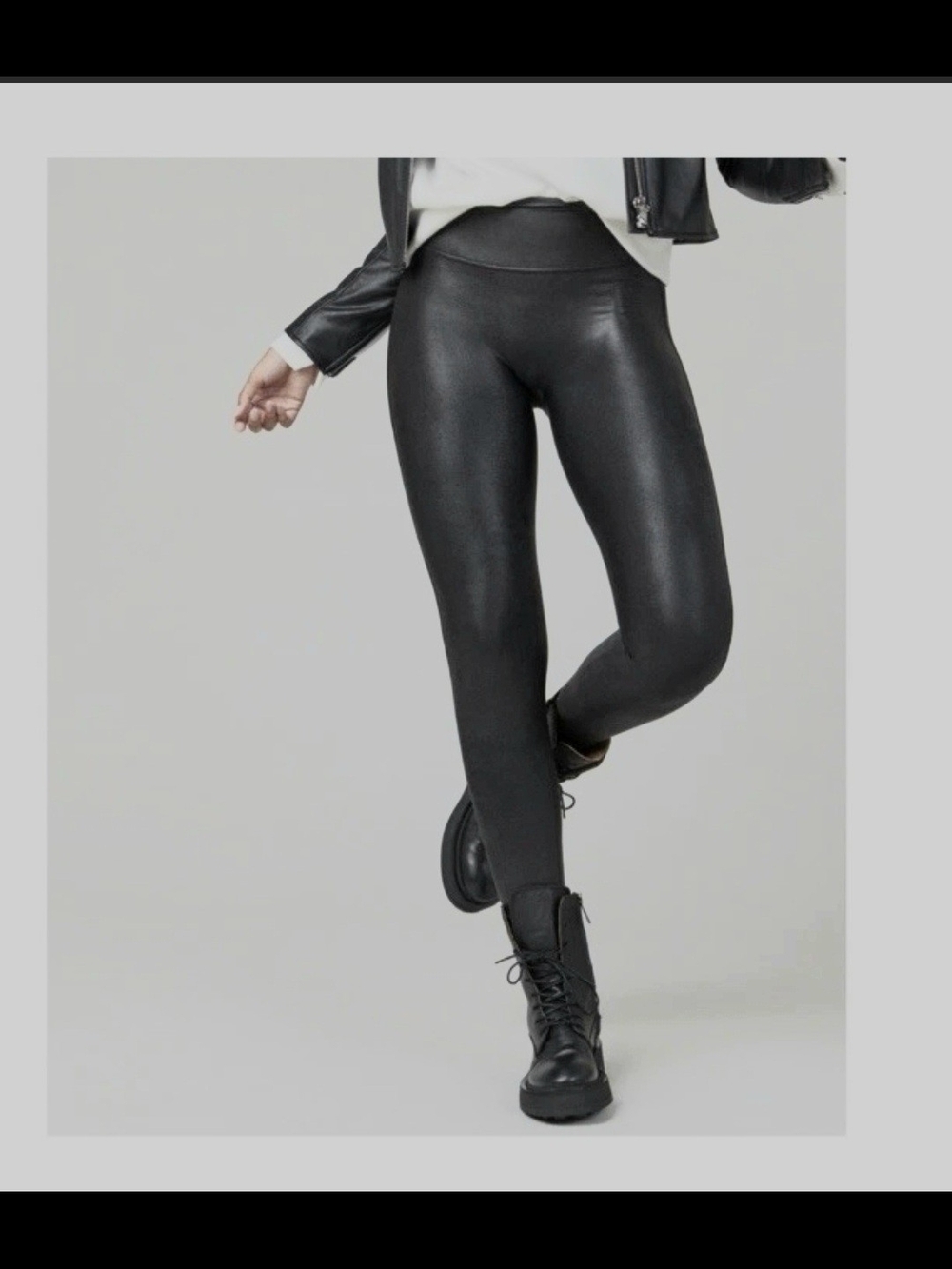 SPANX Black Faux-Leather High-Waist Leggings